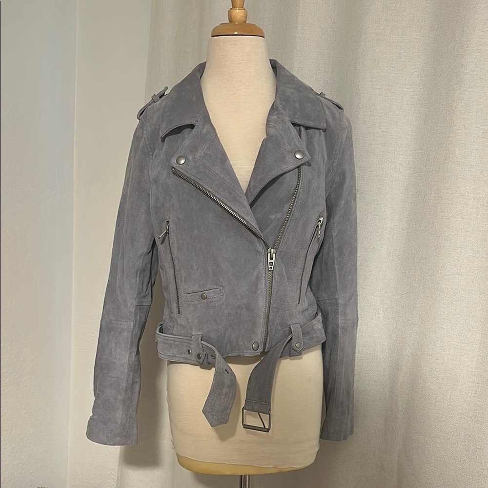 BLANK NYC | Women's Gray Suede Biker/Moto Jacket - Picture 1 of 5